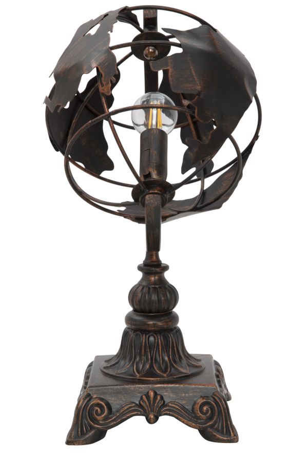 Globe antik bronz asztali lámpa földgömb dizájnnal – vintage stílus Mauro Ferretti