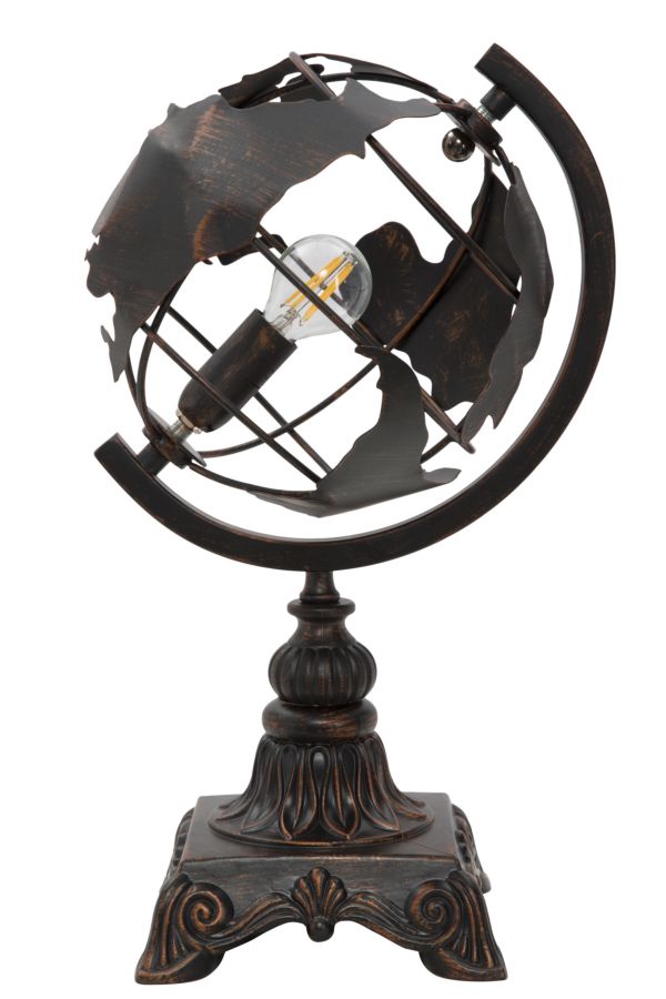 Globe antik bronz asztali lámpa földgömb dizájnnal – vintage stílus Mauro Ferretti