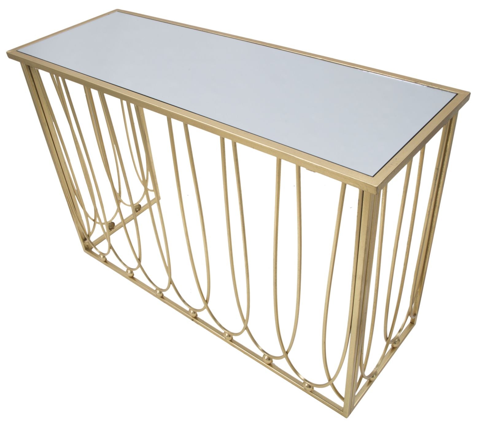 Esmée arany design konzolasztal tükrös asztallappal 120 cm Konzolasztal Mauro Ferretti