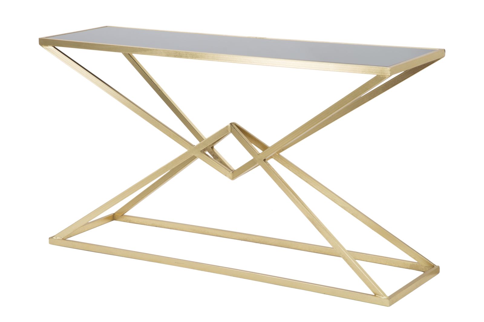 Luxurio arany design konzolasztal fekete üveg asztallappal 130 cm Konzolasztal Mauro Ferretti