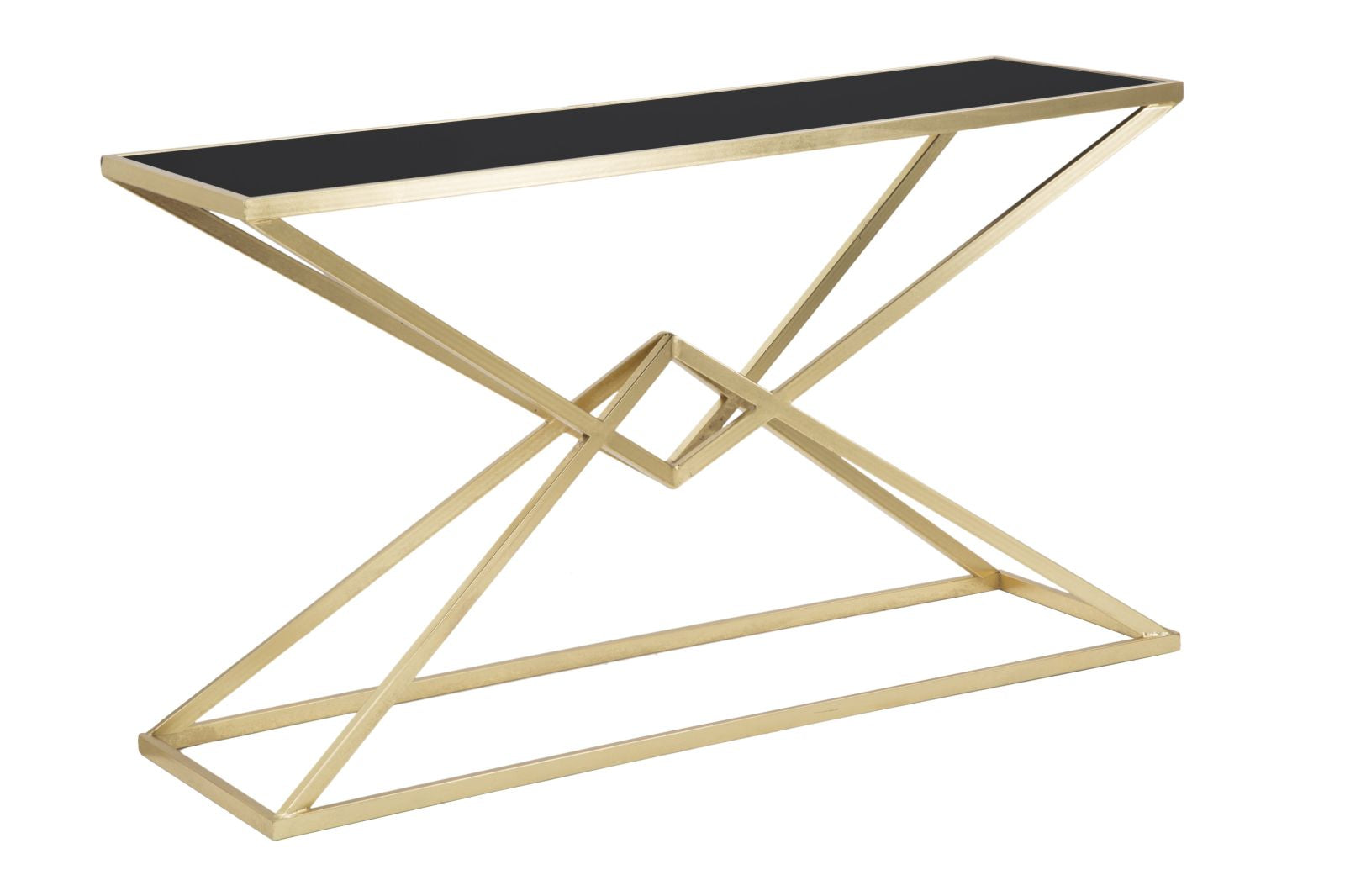 Luxurio arany design konzolasztal fekete üveg asztallappal 130 cm Konzolasztal Mauro Ferretti