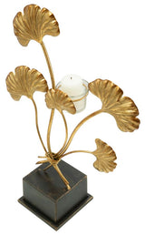 Arany ginkgo leveles fém gyertyatartó 44 cm Gyertyatartó Mauro Ferretti