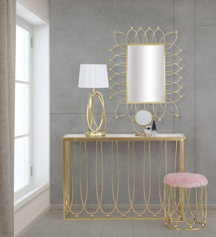 Esmée arany design konzolasztal tükrös asztallappal 120 cm Konzolasztal Mauro Ferretti