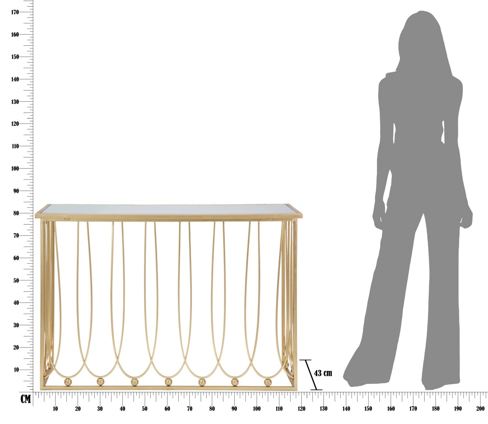 Esmée arany design konzolasztal tükrös asztallappal 120 cm Konzolasztal Mauro Ferretti