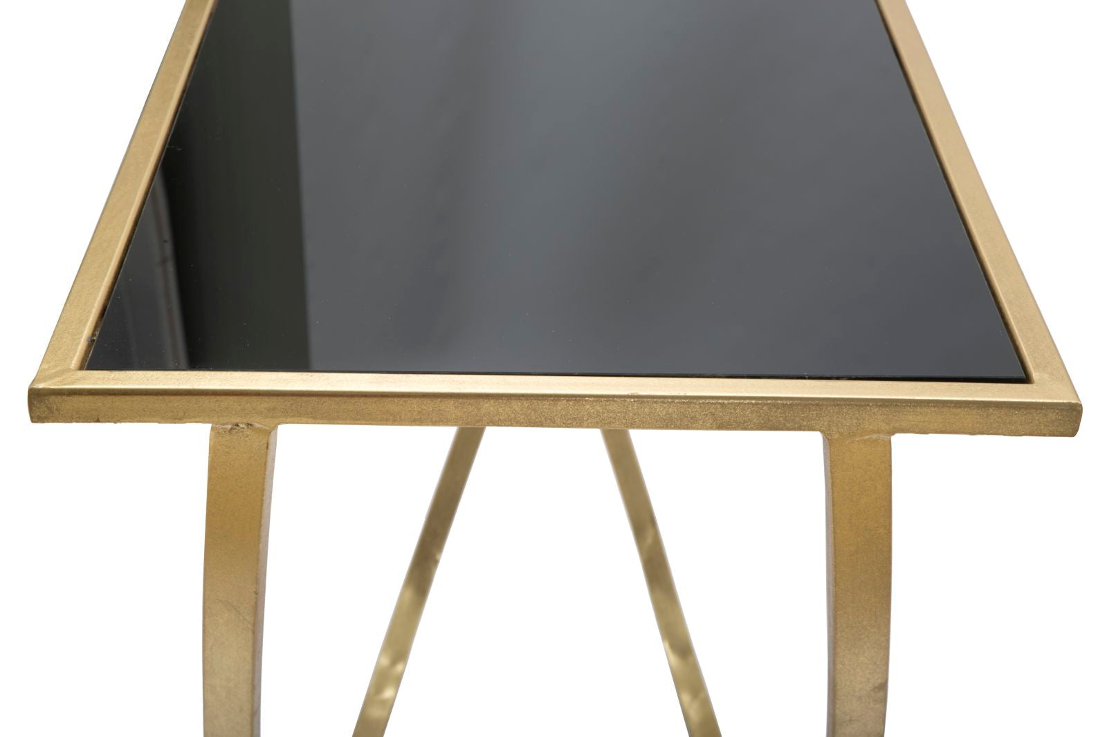 Arany design konzolasztal fekete üveglappal 120 cm Konzolasztal Mauro Ferretti