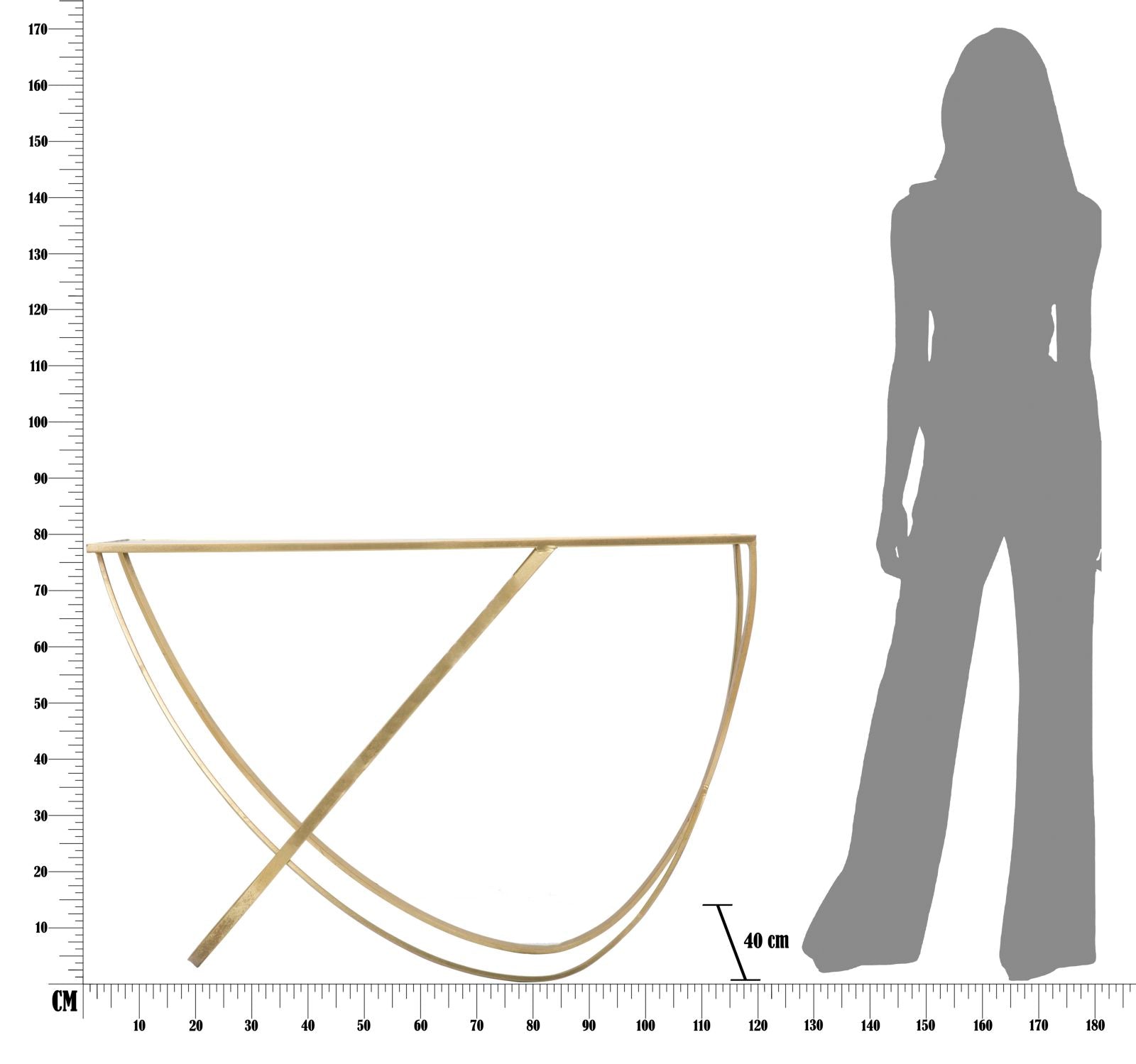 Arany design konzolasztal fekete üveglappal 120 cm Konzolasztal Mauro Ferretti