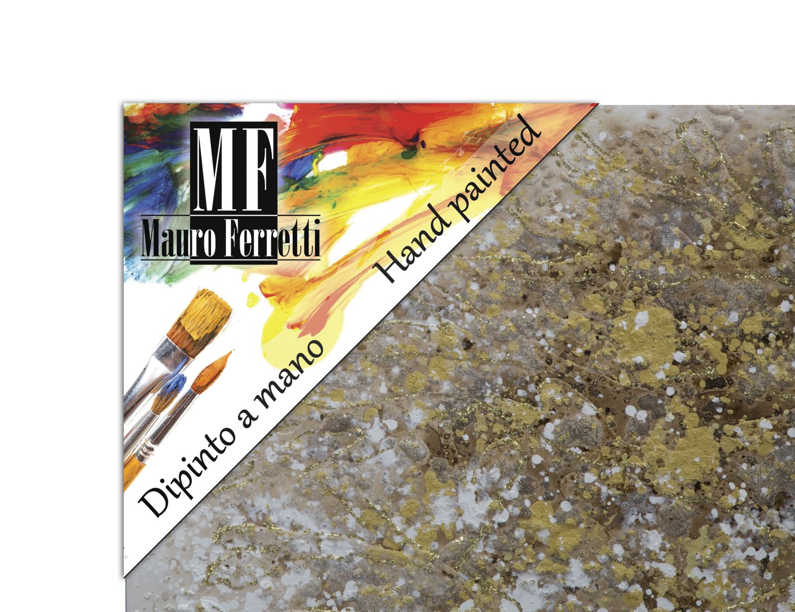 Kézzel Festett Modern Falikép – Arany Fa Motívummal, Vászonkép 180×60 cm Falikép Mauro Ferretti