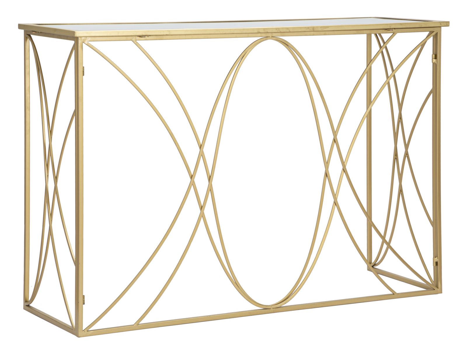 Arany színű design konzolasztal tükrös üveglappal 120 cm Konzolasztal Mauro Ferretti