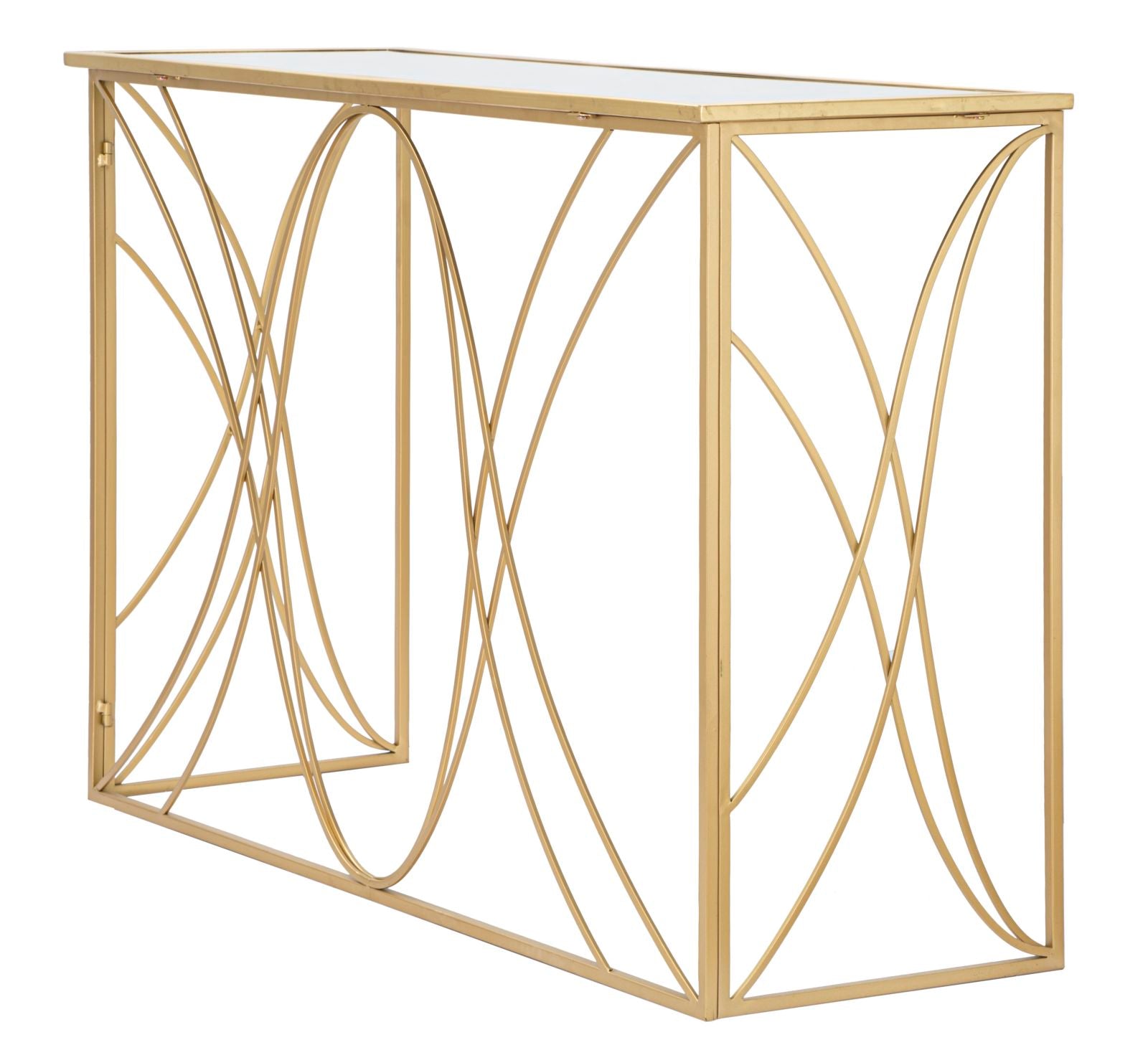 Arany színű design konzolasztal tükrös üveglappal 120 cm Konzolasztal Mauro Ferretti