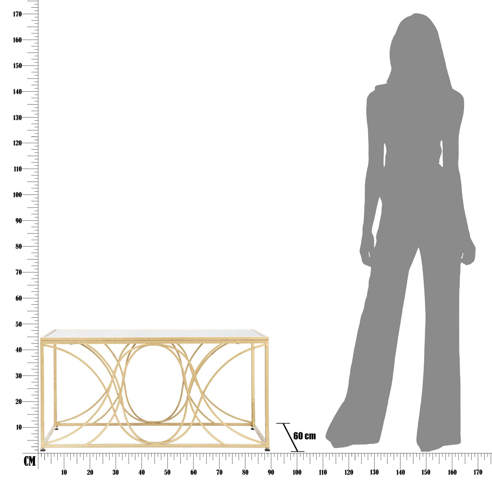 Renée arany színű dohányzóasztal tükrös 90 cm Asztal Mauro Ferretti