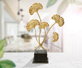 Arany ginkgo leveles fém gyertyatartó 44 cm Gyertyatartó Mauro Ferretti