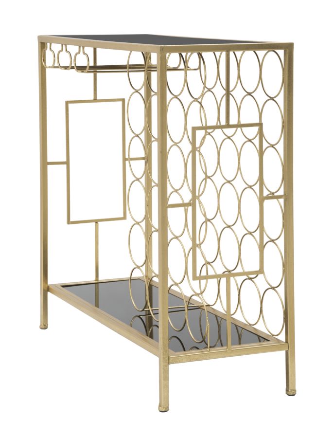 Golden Sun arany színű design konzolasztal palacktartóval Konzolasztal Mauro Ferretti