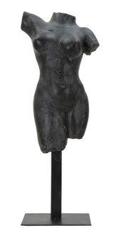 Antik fekete női torzó szobor talapzaton 50 cm Dekorációs figura Mauro Ferretti
