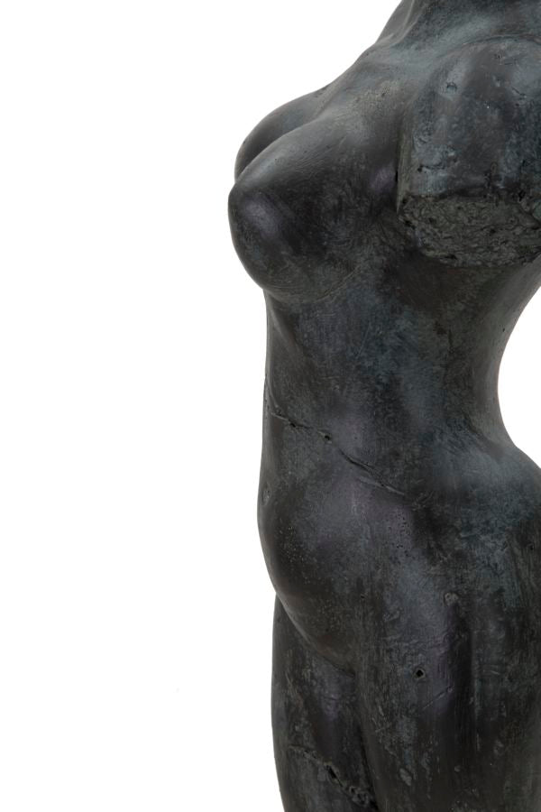 Antik fekete női torzó szobor talapzaton 50 cm Dekorációs figura Mauro Ferretti
