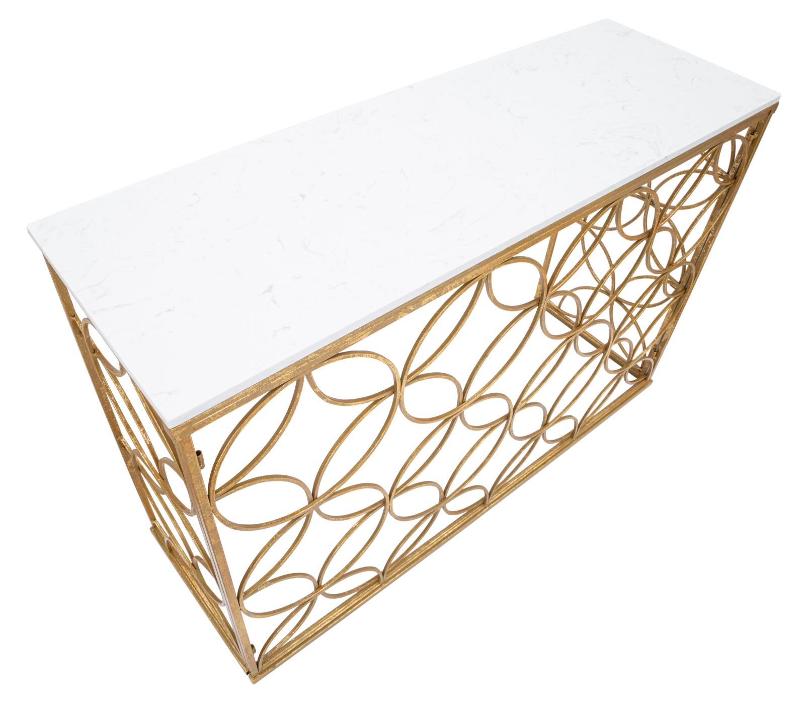 Anaïs arany színű design konzolasztal márvány lappal Konzolasztal Mauro Ferretti