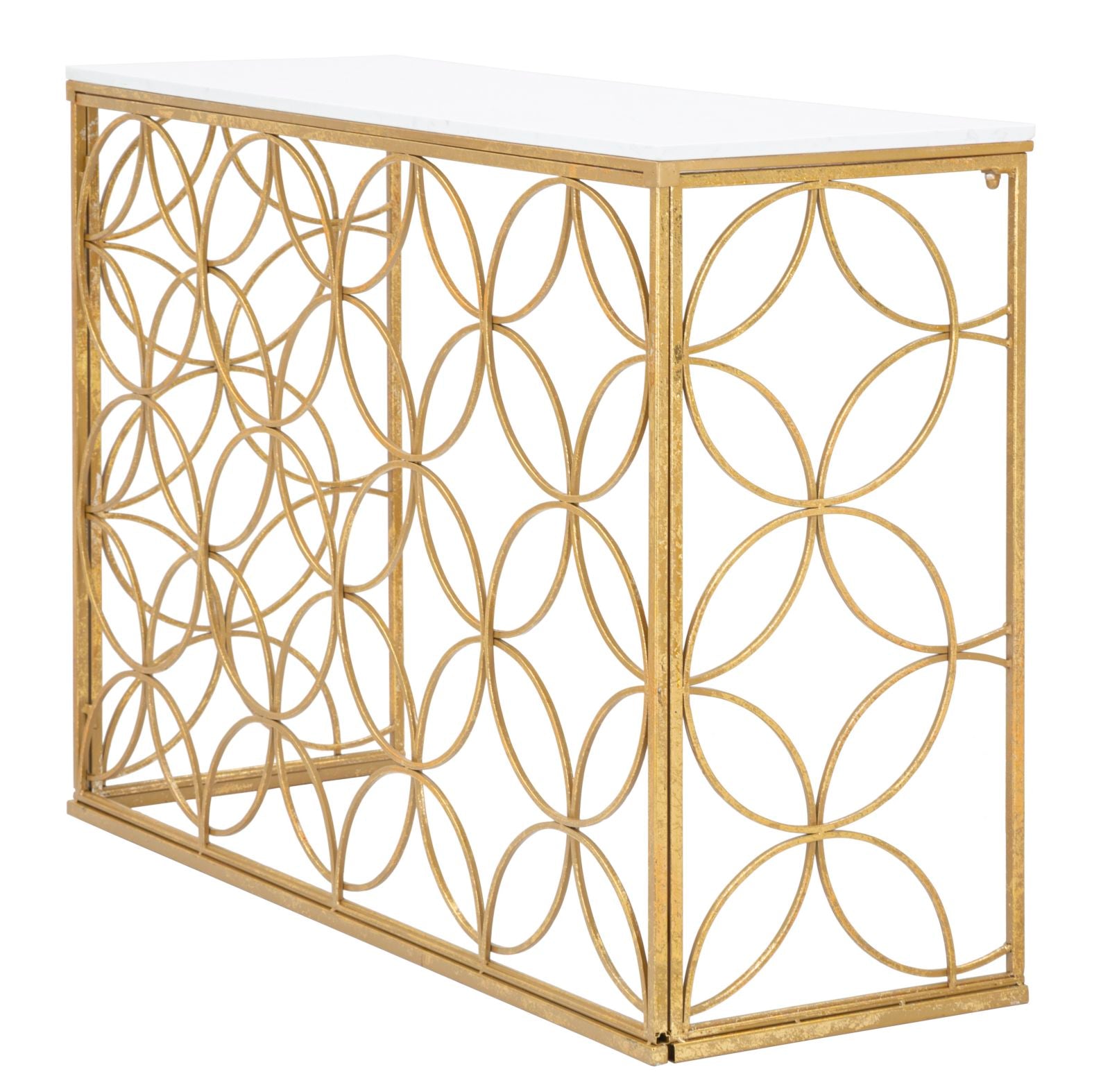 Anaïs arany színű design konzolasztal márvány lappal Konzolasztal Mauro Ferretti
