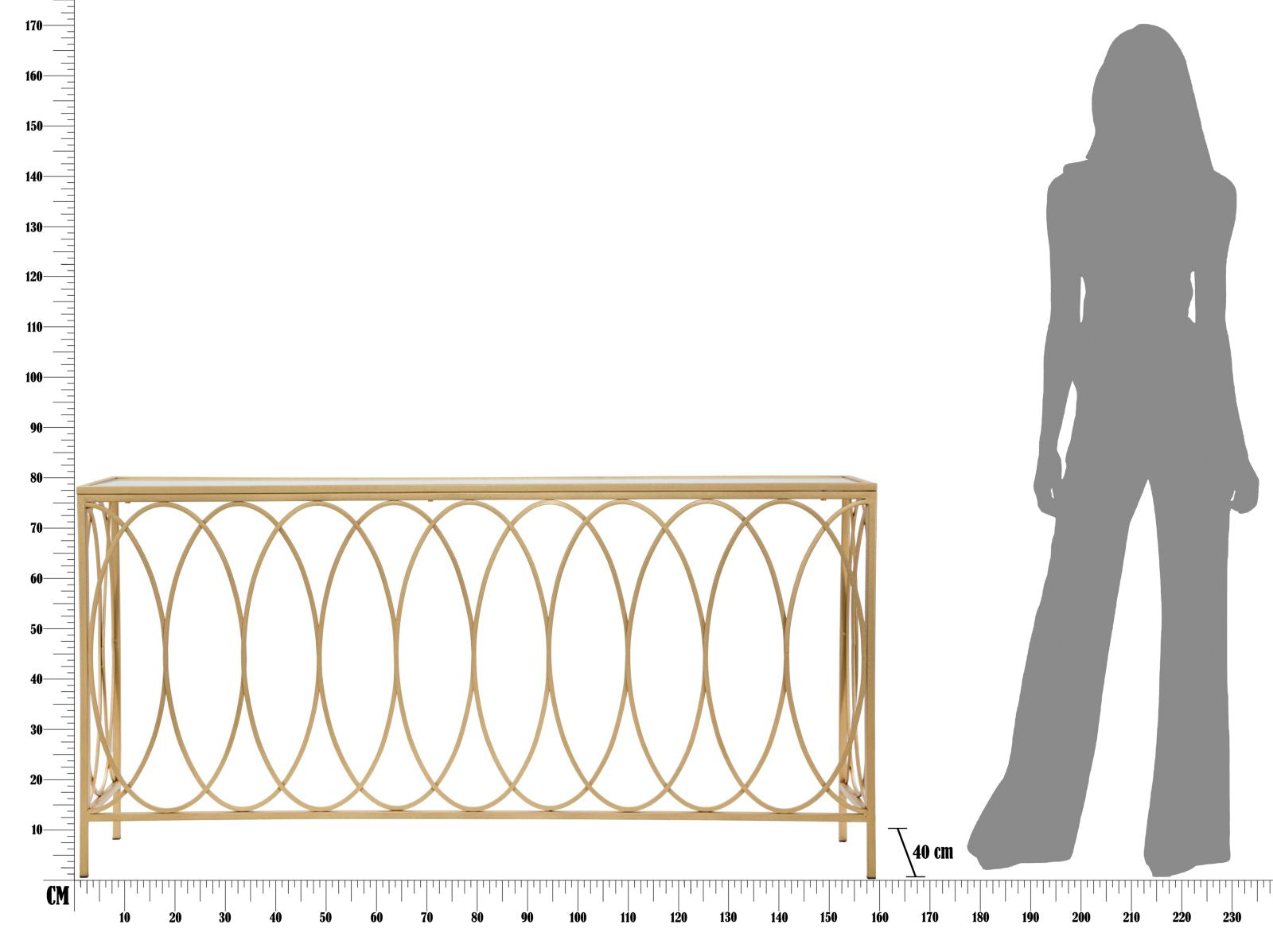 Lilou arany színű design konzolasztal 160 cm Konzolasztal Mauro Ferretti