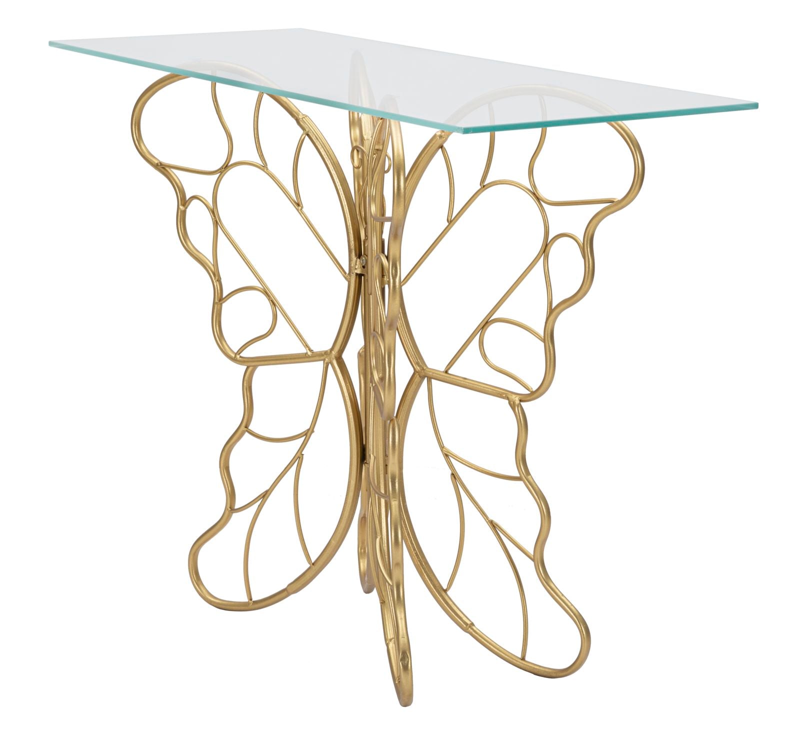 Pearl pillangó arany színű design konzolasztal 110 cm Konzolasztal Mauro Ferretti