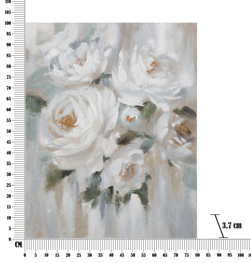 Krém Virágos Falikép – Pasztell Fehér Virág Motívum, Vászonkép 80×100 cm Falikép Mauro Ferretti