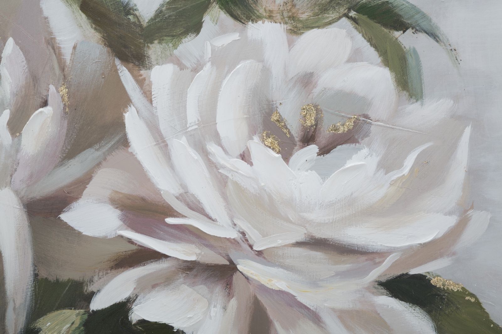 Virágos Falikép Zöld Levelekkel – Elegáns Fehér Vászonkép 80×100 cm Falikép Mauro Ferretti