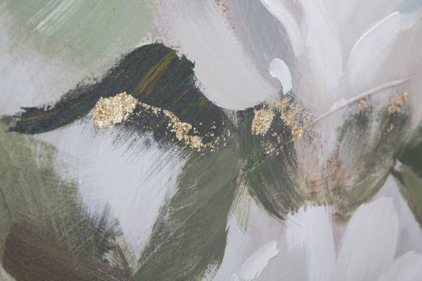 Virágos Falikép Zöld Levelekkel – Elegáns Fehér Vászonkép 80×100 cm Falikép Mauro Ferretti