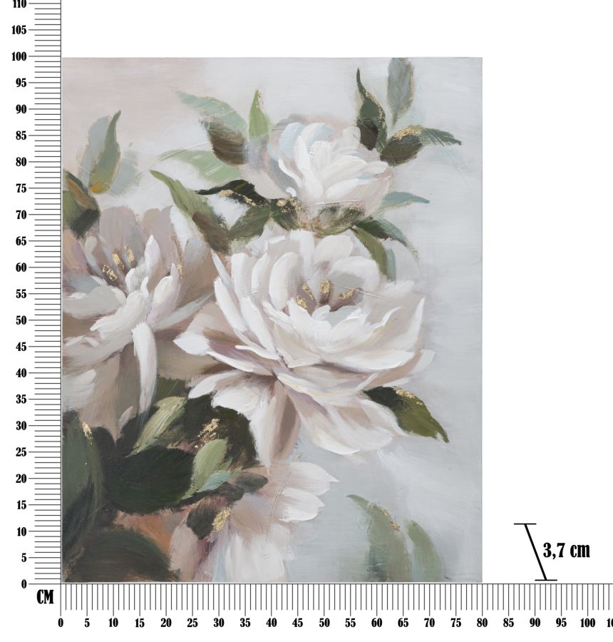 Virágos Falikép Zöld Levelekkel – Elegáns Fehér Vászonkép 80×100 cm Falikép Mauro Ferretti