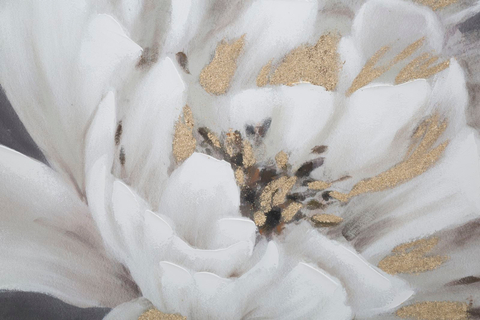 Fehér–Arany Virágos Falikép – Elegáns Vászonkép 80×100 cm Falikép Mauro Ferretti