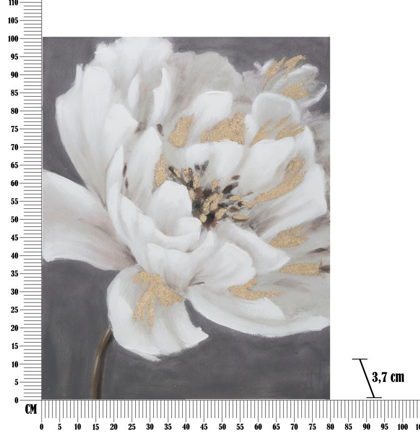 Fehér–Arany Virágos Falikép – Elegáns Vászonkép 80×100 cm Falikép Mauro Ferretti