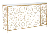 SPIRAL arany színű design konzolasztal márvány lappal Konzolasztal Mauro Ferretti