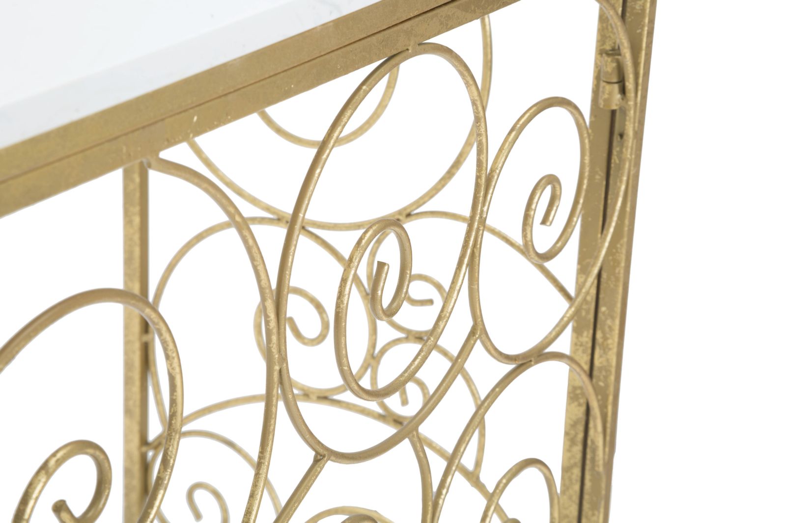 SPIRAL arany színű design konzolasztal márvány lappal Konzolasztal Mauro Ferretti