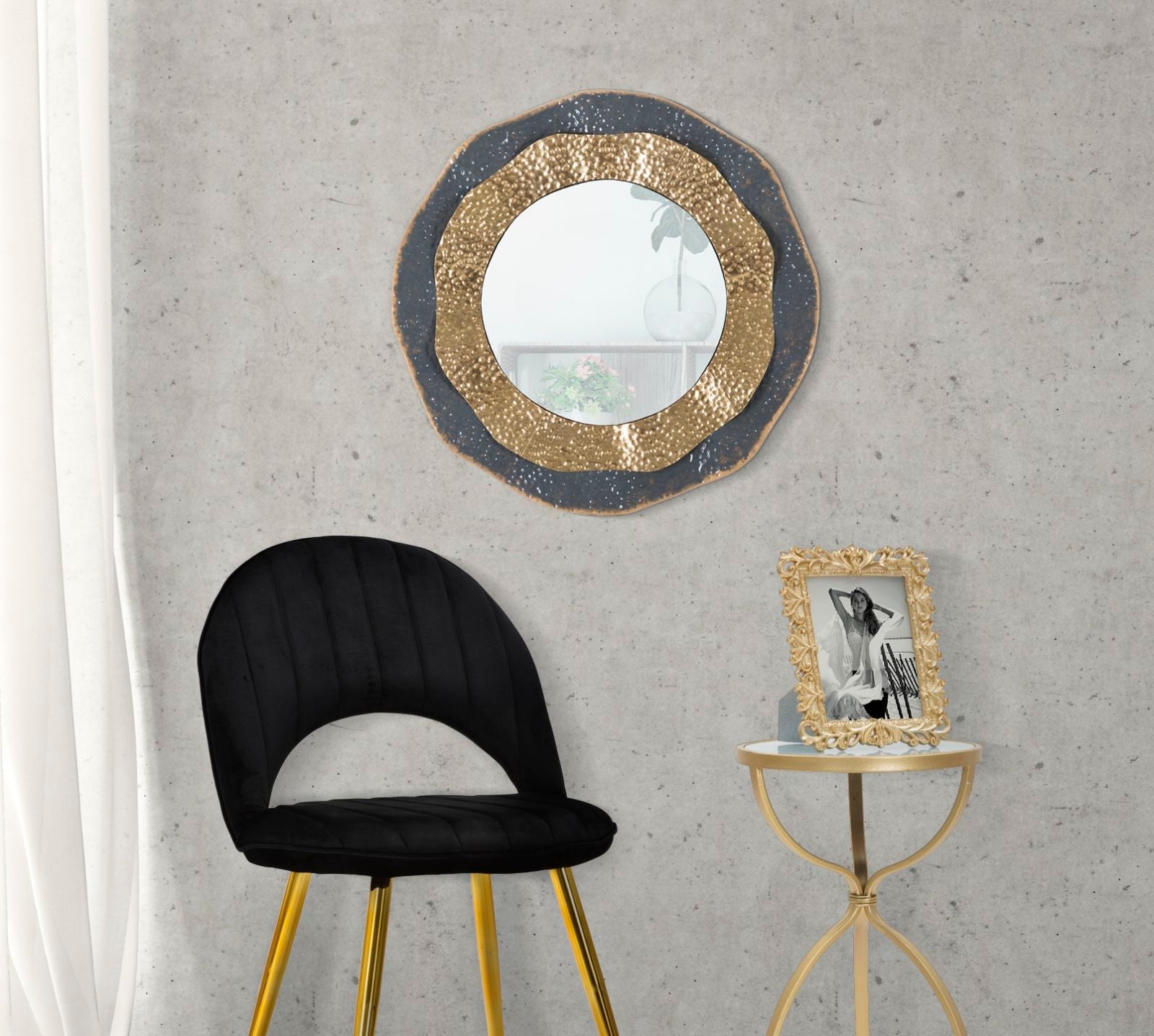 Modern fali tükör SHAI DARK Ø 65,5X5 cm Fali tükör Mauro Ferretti