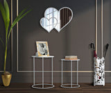 fém és üveg kisasztal készlet – 2 db love szíves – Fehér