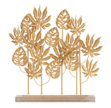Arany monstera levél dekoráció fa talppal 56X10X57,5 cm Dekorációs figura Mauro Ferretti