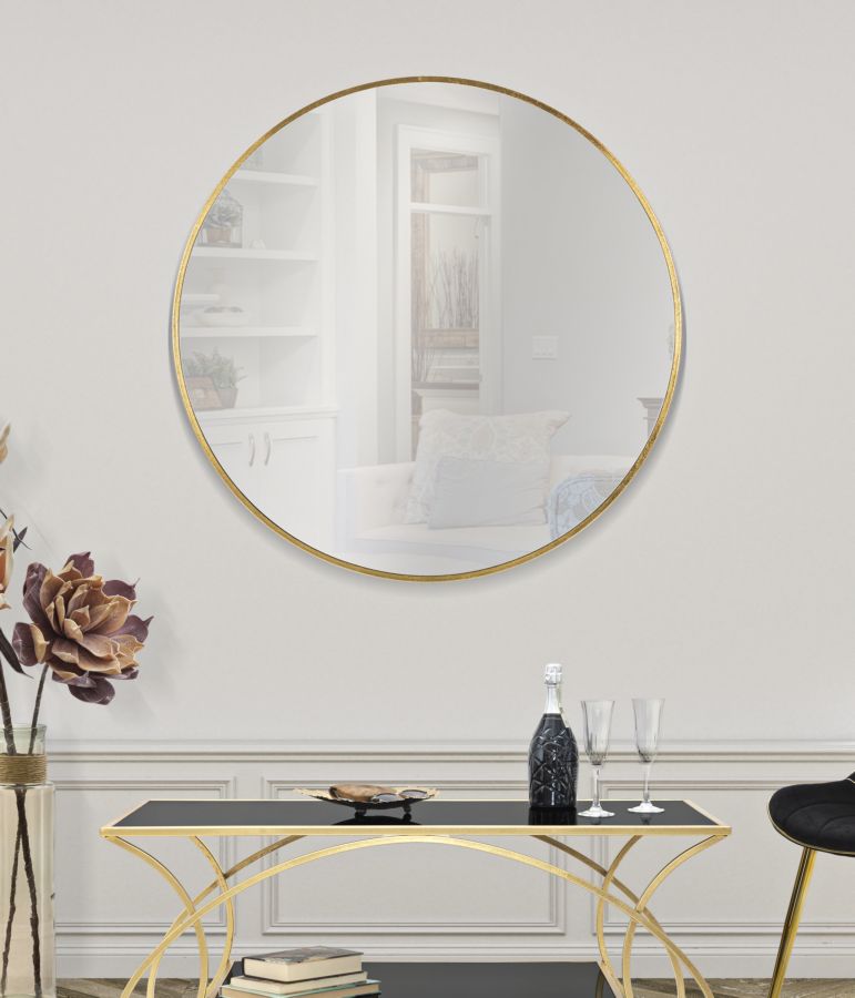 ELEGANT arany keretes kerek nagy fali tükör Ø 100 cm Fali tükör Mauro Ferretti