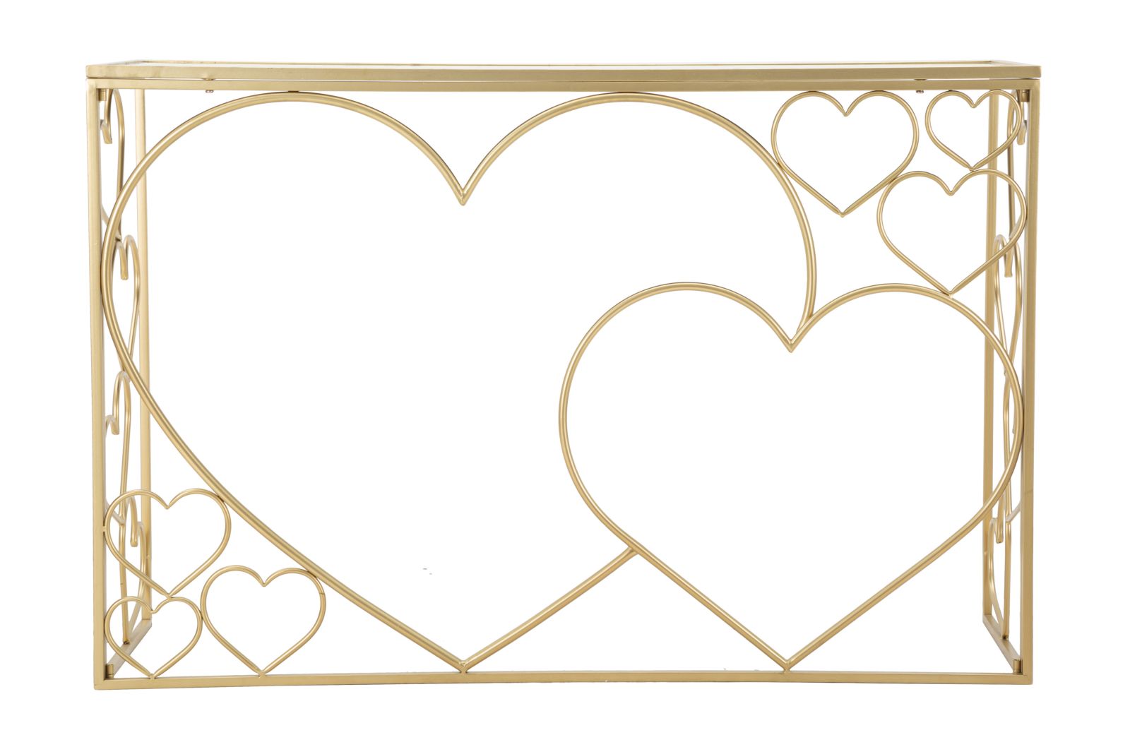 HEART modern konzolasztal arany vázon szíves dekorral Szekrény Mauro Ferretti