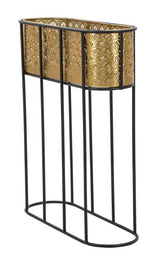 Modern Ovális virágtartó állvány fekete arany 60X20X70 cm Virágtartó állvány Mauro Ferretti