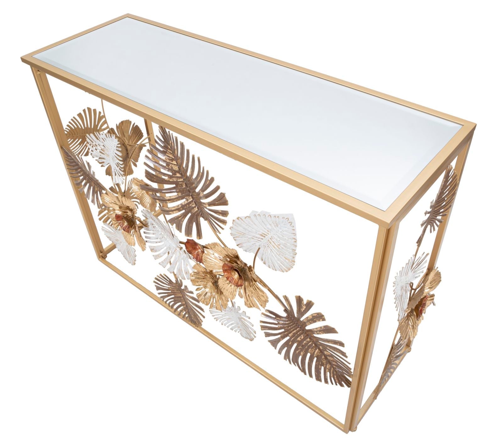 Design arany konzolasztal virágos 113X40X80 cm tükrös Konzolasztal Mauro Ferretti