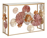 Design arany színes virágos konzolasztal 114X41,5X80 cm tükrös Konzolasztal Mauro Ferretti