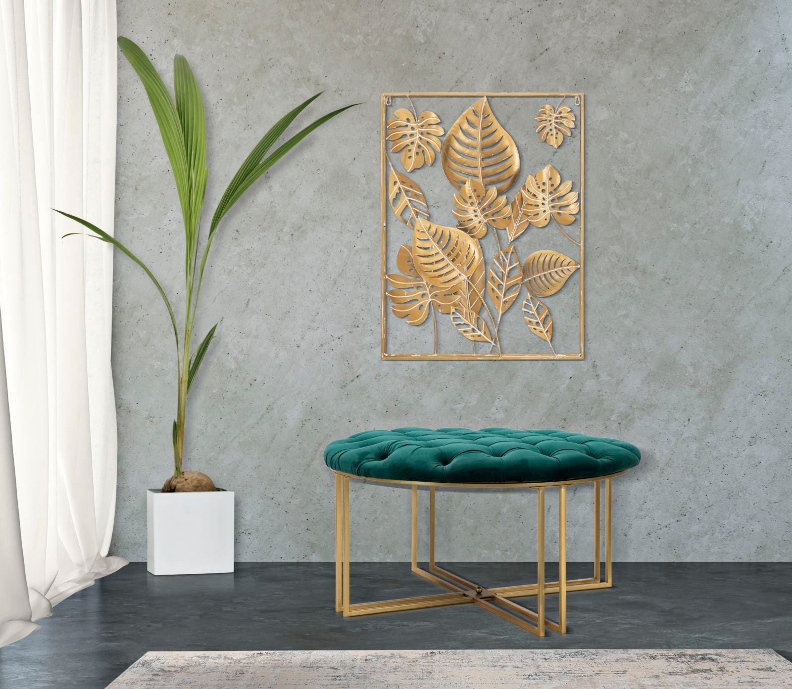 VERDE arany és zöld színű modern kerek ülőpad Ülőpad Mauro Ferretti