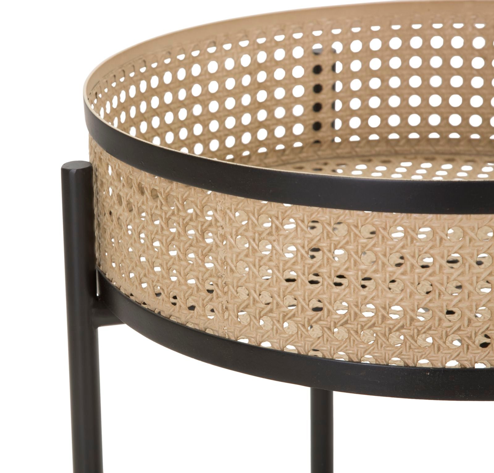 rattan hatású fém virágtartó állvány – 2 db, fekete vázzal