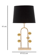 Aurora design asztali lámpa – arany talp fekete lámpaernyő, 61 cm Mauro Ferretti