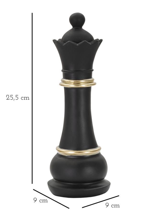 Modern Fekete-arany sakk királynő dekoráció Ø 9X25,5 cm Dekorációs figura Mauro Ferretti