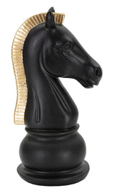 Modern Fekete-arany sakk ló dekoráció 10,5X8,5X19 cm Dekorációs figura Mauro Ferretti