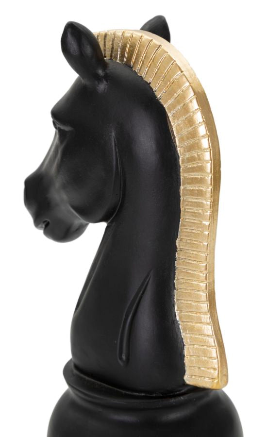 Modern Fekete-arany sakk ló dekoráció 10,5X8,5X19 cm Dekorációs figura Mauro Ferretti