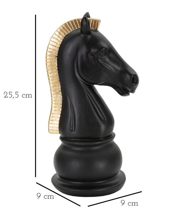 Modern Fekete-arany sakk ló dekoráció 10,5X8,5X19 cm Dekorációs figura Mauro Ferretti