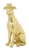 Arany kutya szobor koronával 20X12,5X33 cm Dekorációs figura Mauro Ferretti