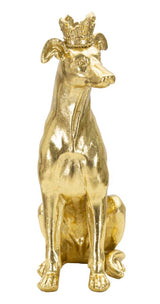 Arany kutya szobor koronával 20X12,5X33 cm Dekorációs figura Mauro Ferretti