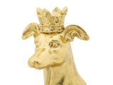 Arany kutya szobor koronával 20X12,5X33 cm Dekorációs figura Mauro Ferretti