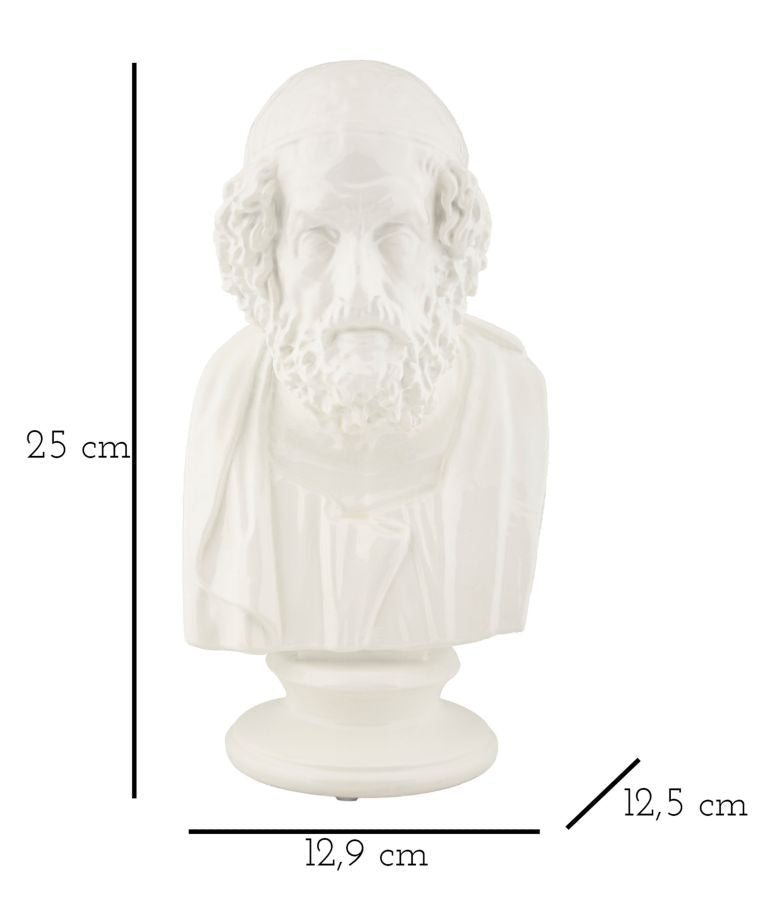Klasszikus görög férfi mellszobor fehér 12,9X12,5X25 cm Dekorációs figura Mauro Ferretti