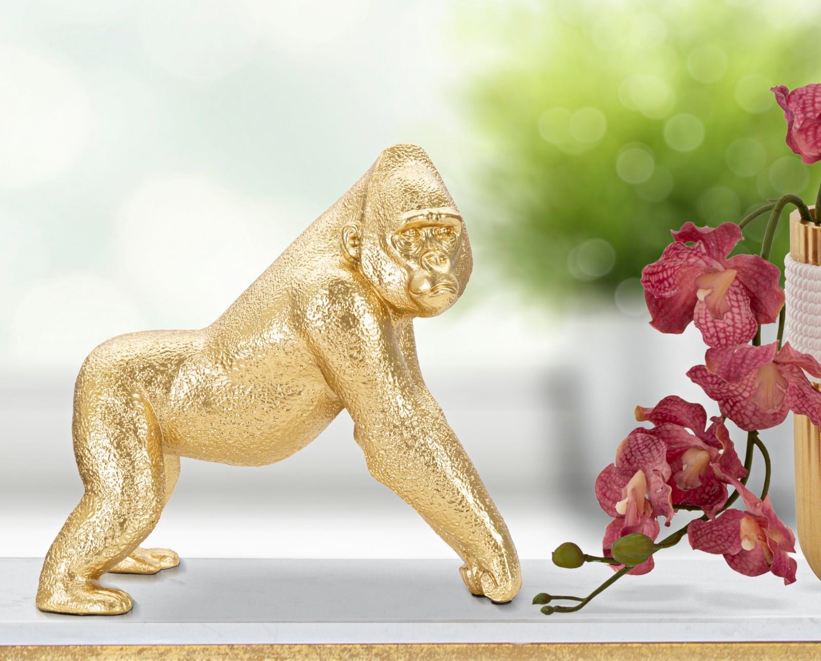 Arany gorilla szobor dekoráció 24,3X13,9X22,8 cm Dekorációs figura Mauro Ferretti